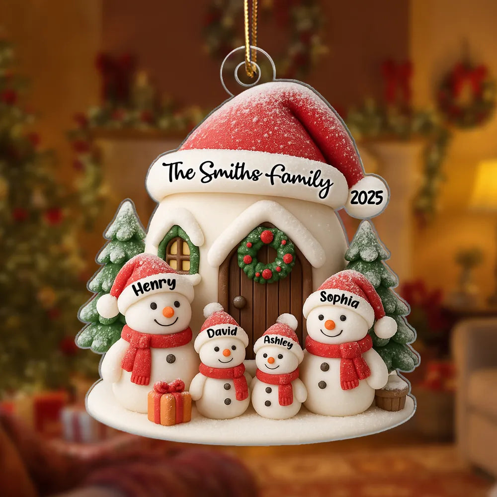 Festive Snowman Family Acrylic Ornament for Personalized Holiday Decoration, Warm Christmas Spirit, Ideal Gift for Loved Ones