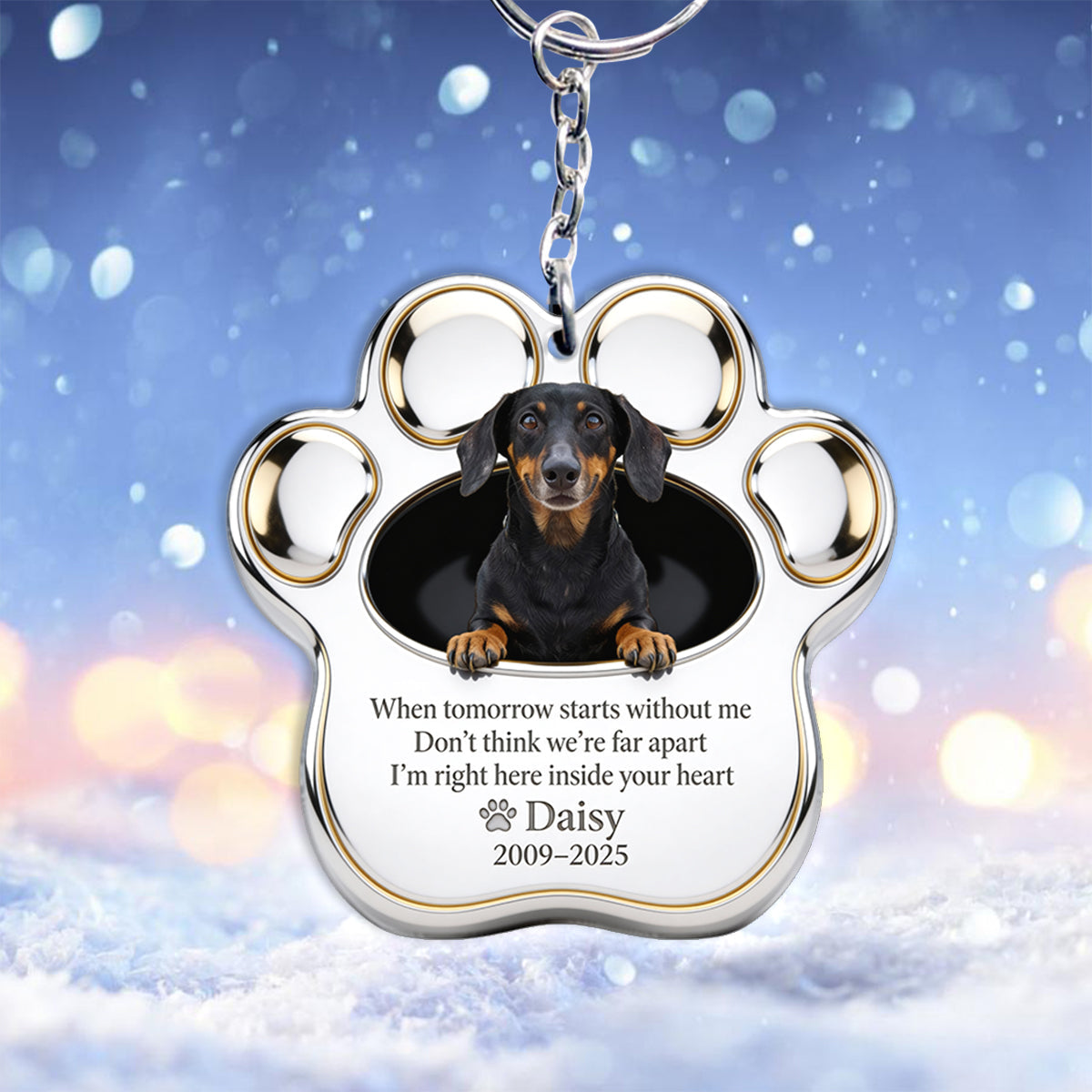 Memorial Paw - Personalized Dog Keychain