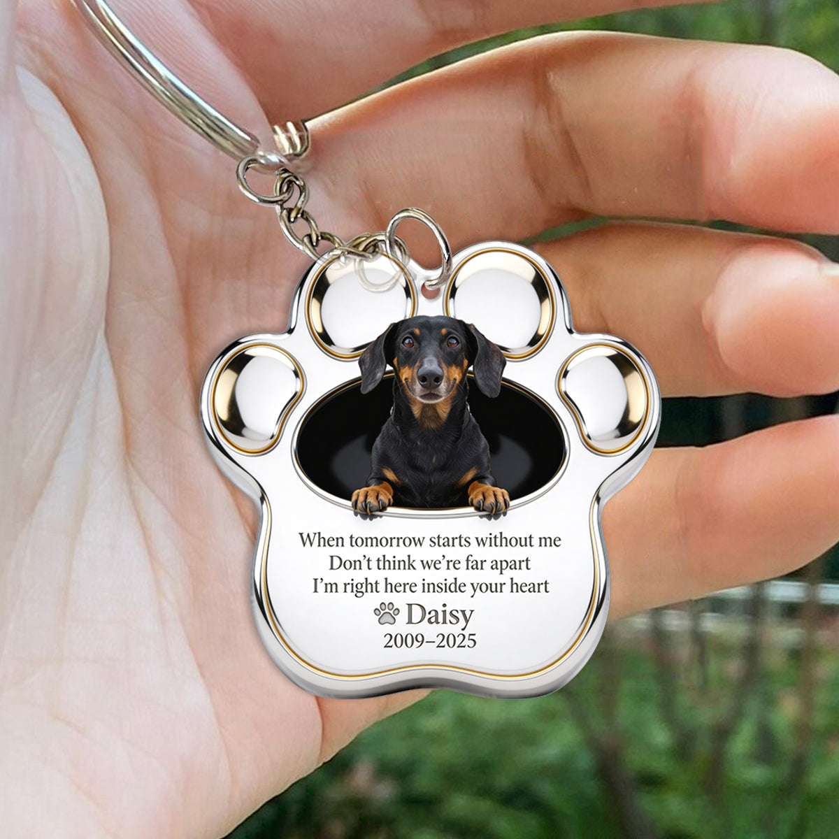 Memorial Paw - Personalized Dog Keychain