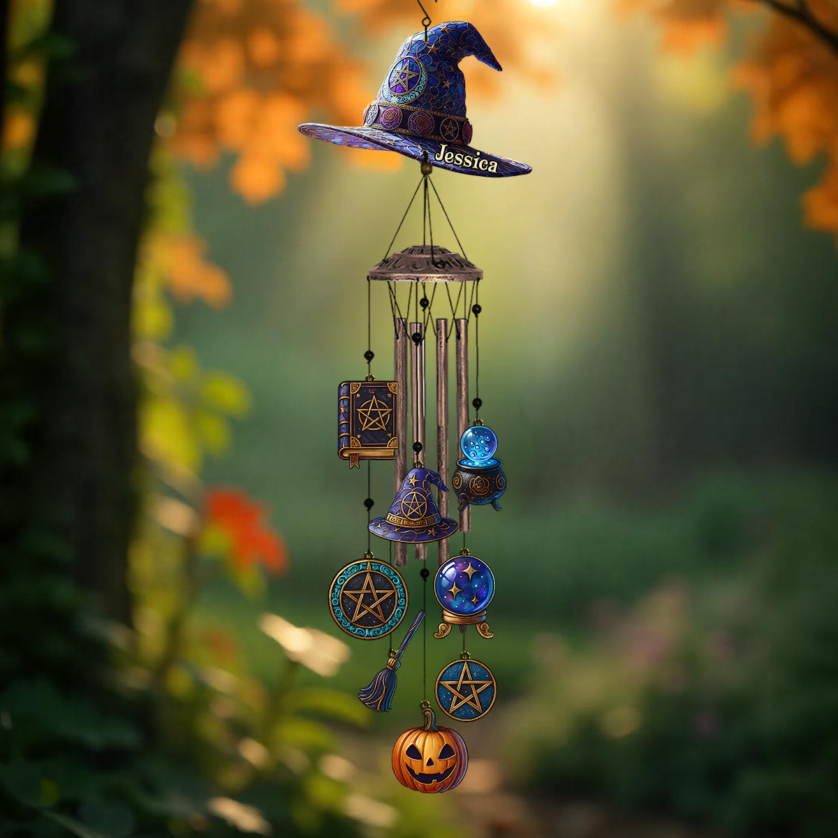 Witch Hat - Personalized Witch Wind Chime With Charms