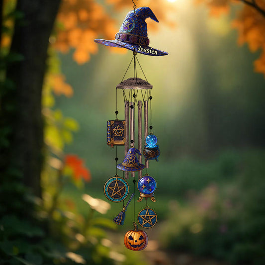 Witch Hat - Personalized Witch Wind Chime With Charms