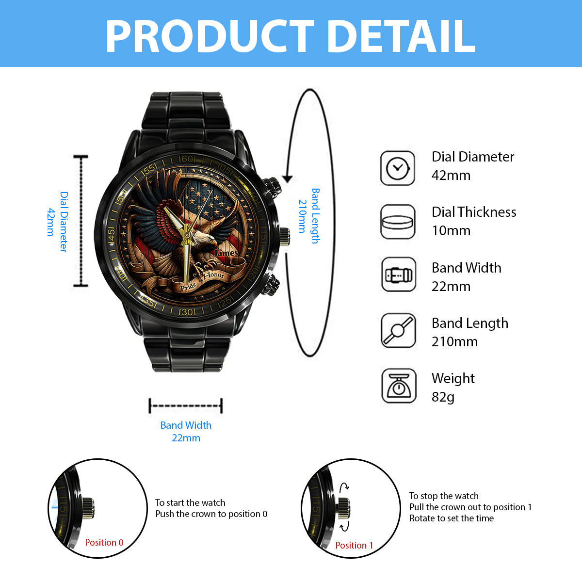 Pride & Honor - Personalized Bald Eagle Hand Watch