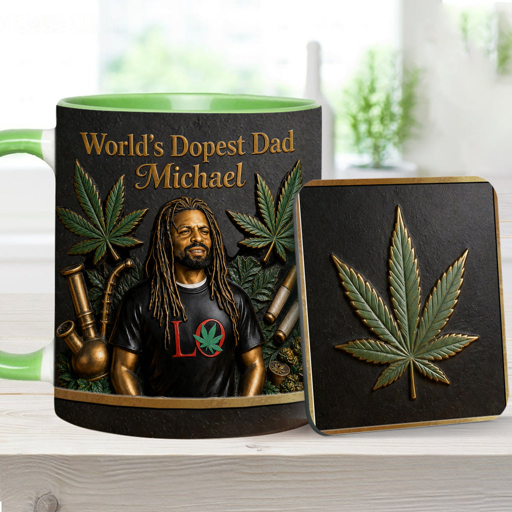 World's Dopest Dad - Personalized Weed Accent Mug & Coaster