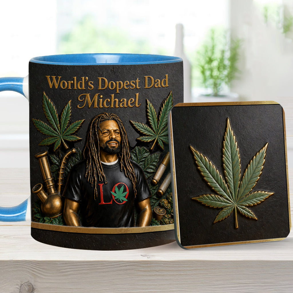 World's Dopest Dad - Personalized Weed Accent Mug & Coaster
