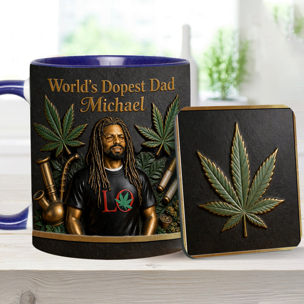 World's Dopest Dad - Personalized Weed Accent Mug & Coaster