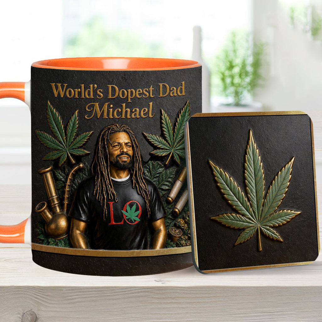 World's Dopest Dad - Personalized Weed Accent Mug & Coaster