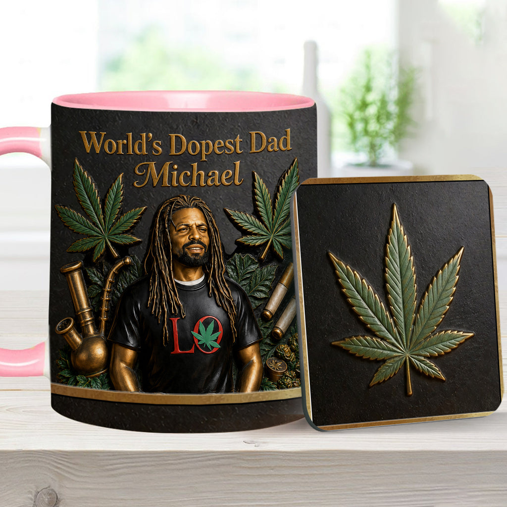 World's Dopest Dad - Personalized Weed Accent Mug & Coaster