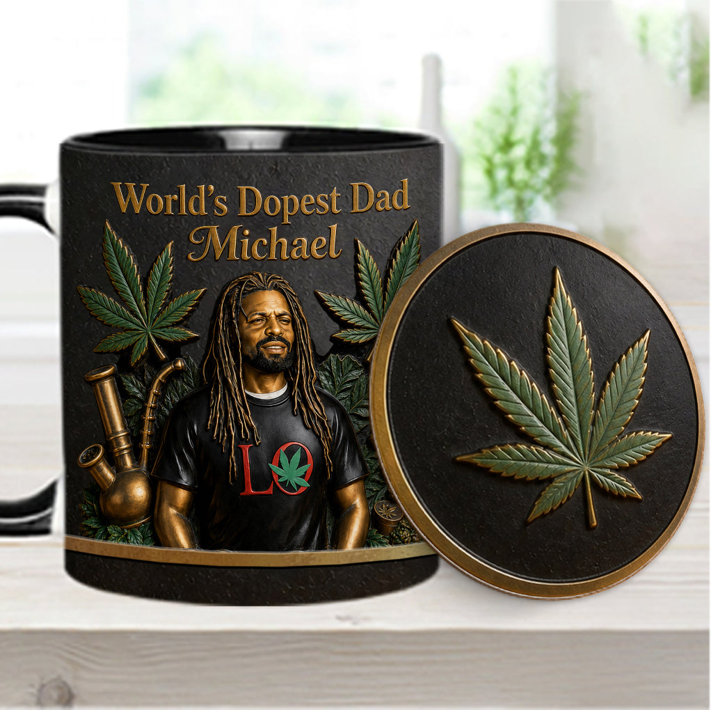 World's Dopest Dad - Personalized Weed Accent Mug & Coaster