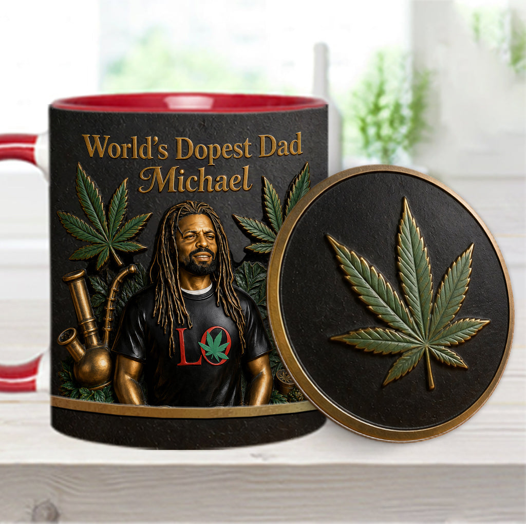 World's Dopest Dad - Personalized Weed Accent Mug & Coaster