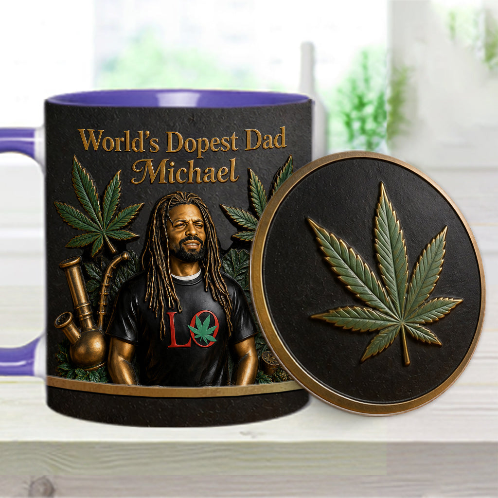 World's Dopest Dad - Personalized Weed Accent Mug & Coaster