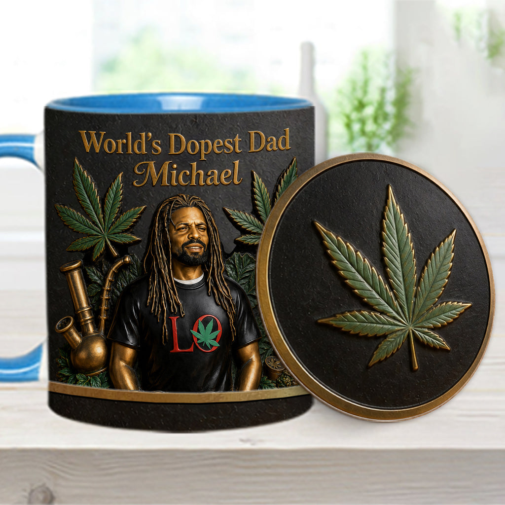World's Dopest Dad - Personalized Weed Accent Mug & Coaster