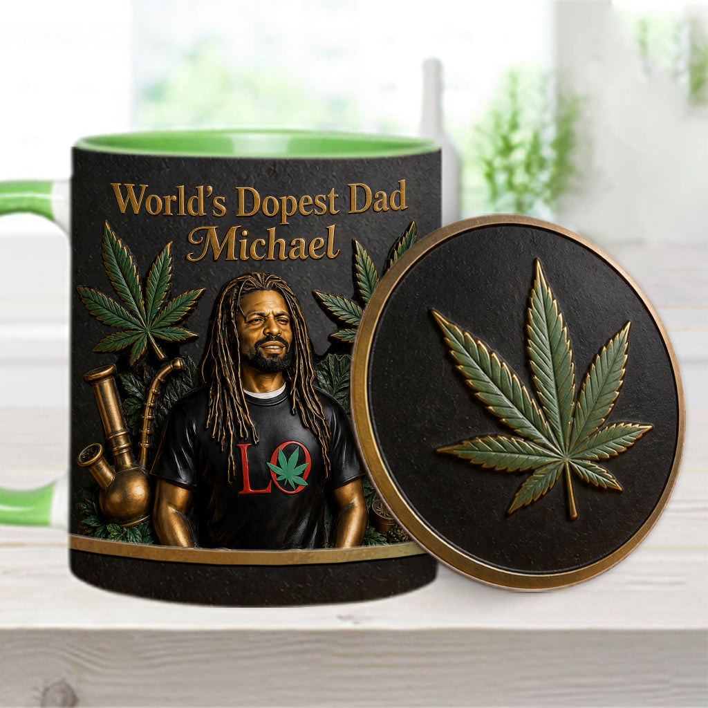 World's Dopest Dad - Personalized Weed Accent Mug & Coaster