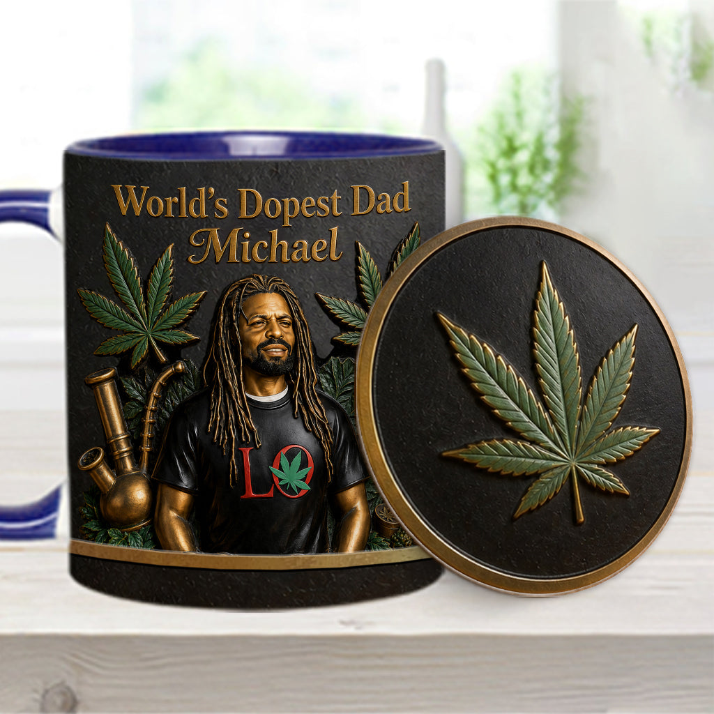 World's Dopest Dad - Personalized Weed Accent Mug & Coaster