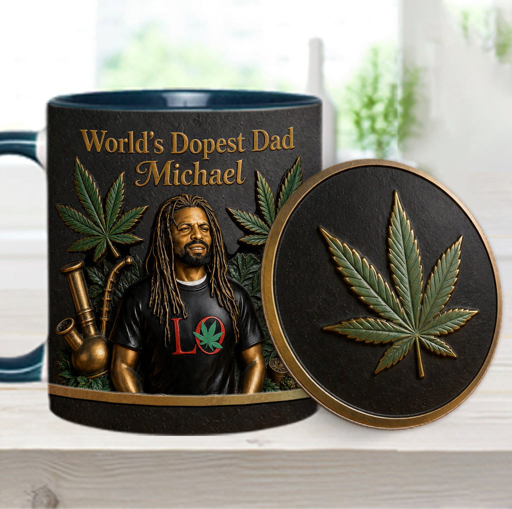 World's Dopest Dad - Personalized Weed Accent Mug & Coaster