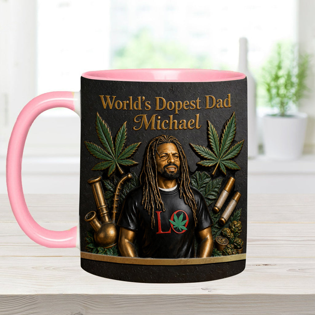 World's Dopest Dad - Personalized Weed Accent Mug & Coaster