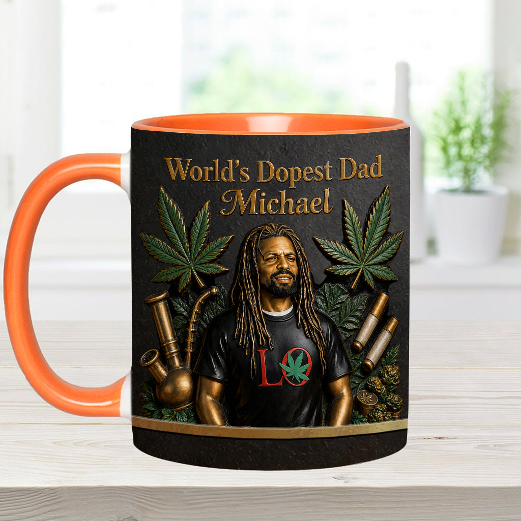 World's Dopest Dad - Personalized Weed Accent Mug & Coaster