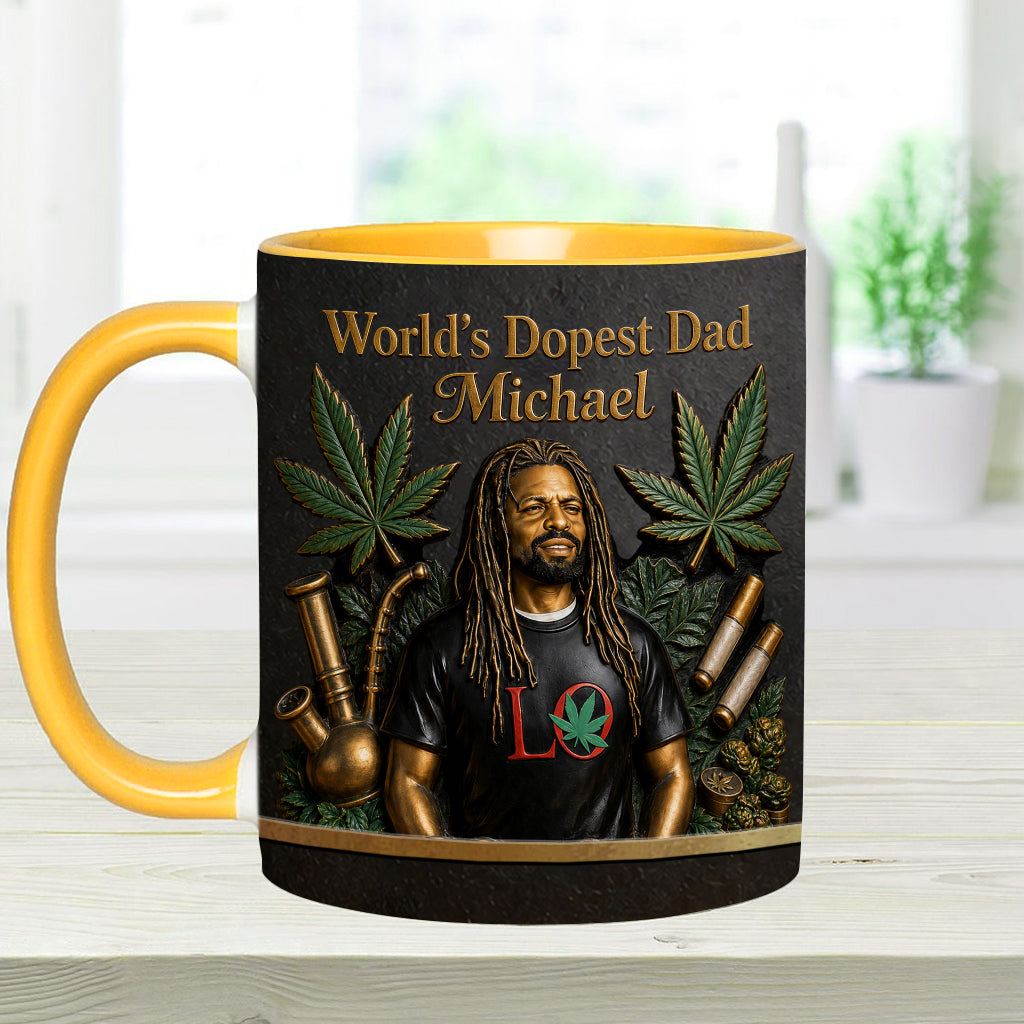 World's Dopest Dad - Personalized Weed Accent Mug & Coaster