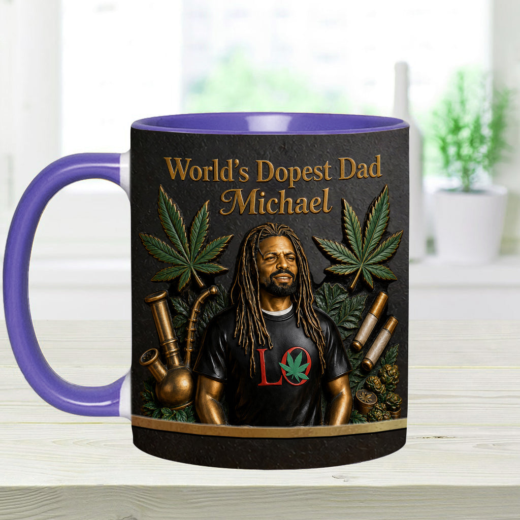 World's Dopest Dad - Personalized Weed Accent Mug & Coaster