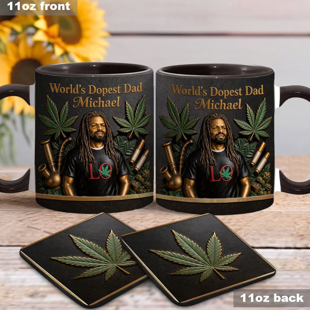 World's Dopest Dad - Personalized Weed Accent Mug & Coaster