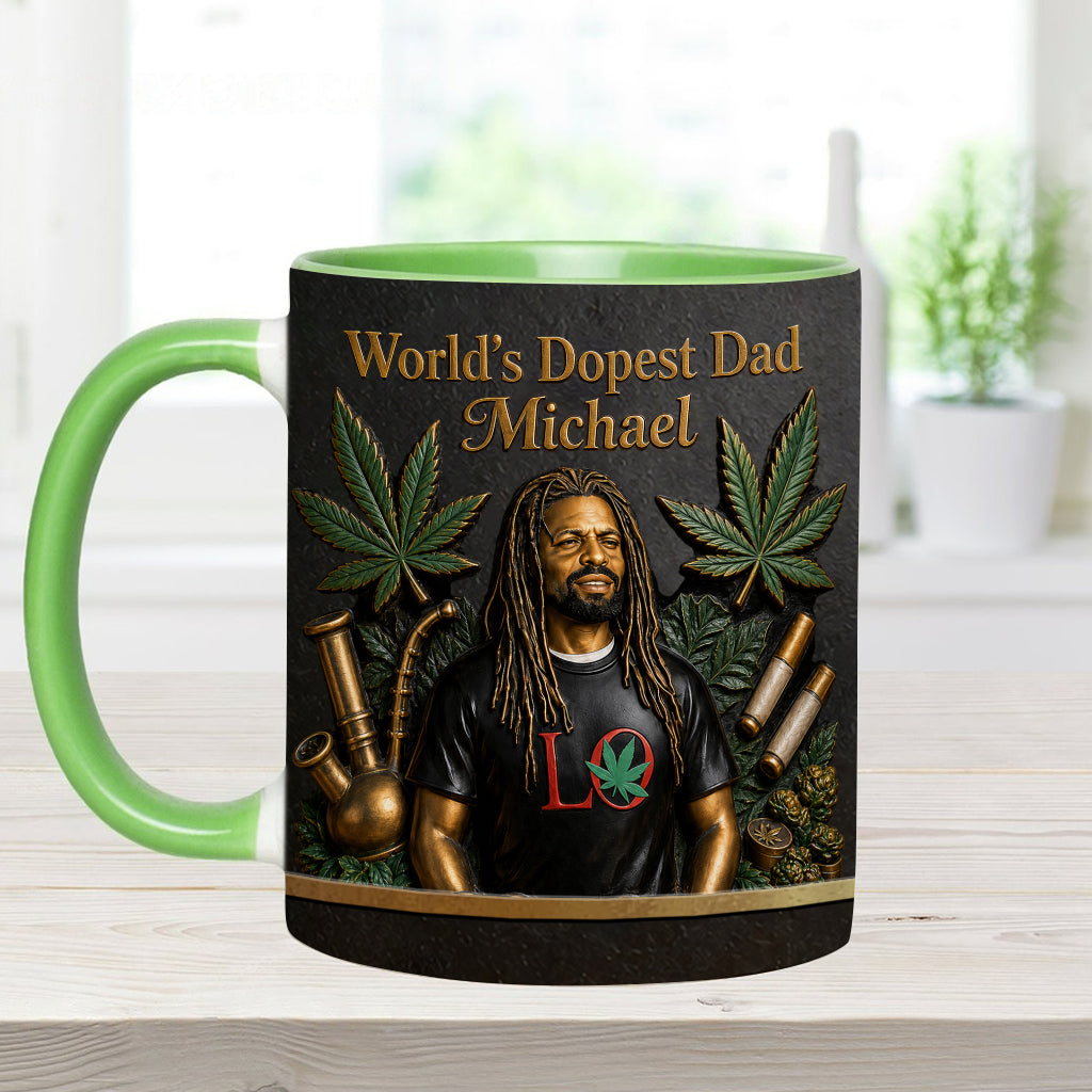 World's Dopest Dad - Personalized Weed Accent Mug & Coaster