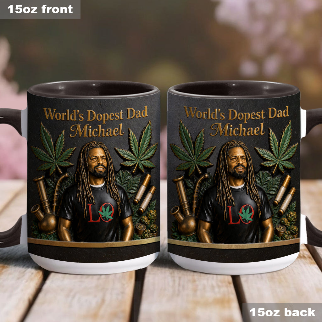 World's Dopest Dad - Personalized Weed Accent Mug & Coaster