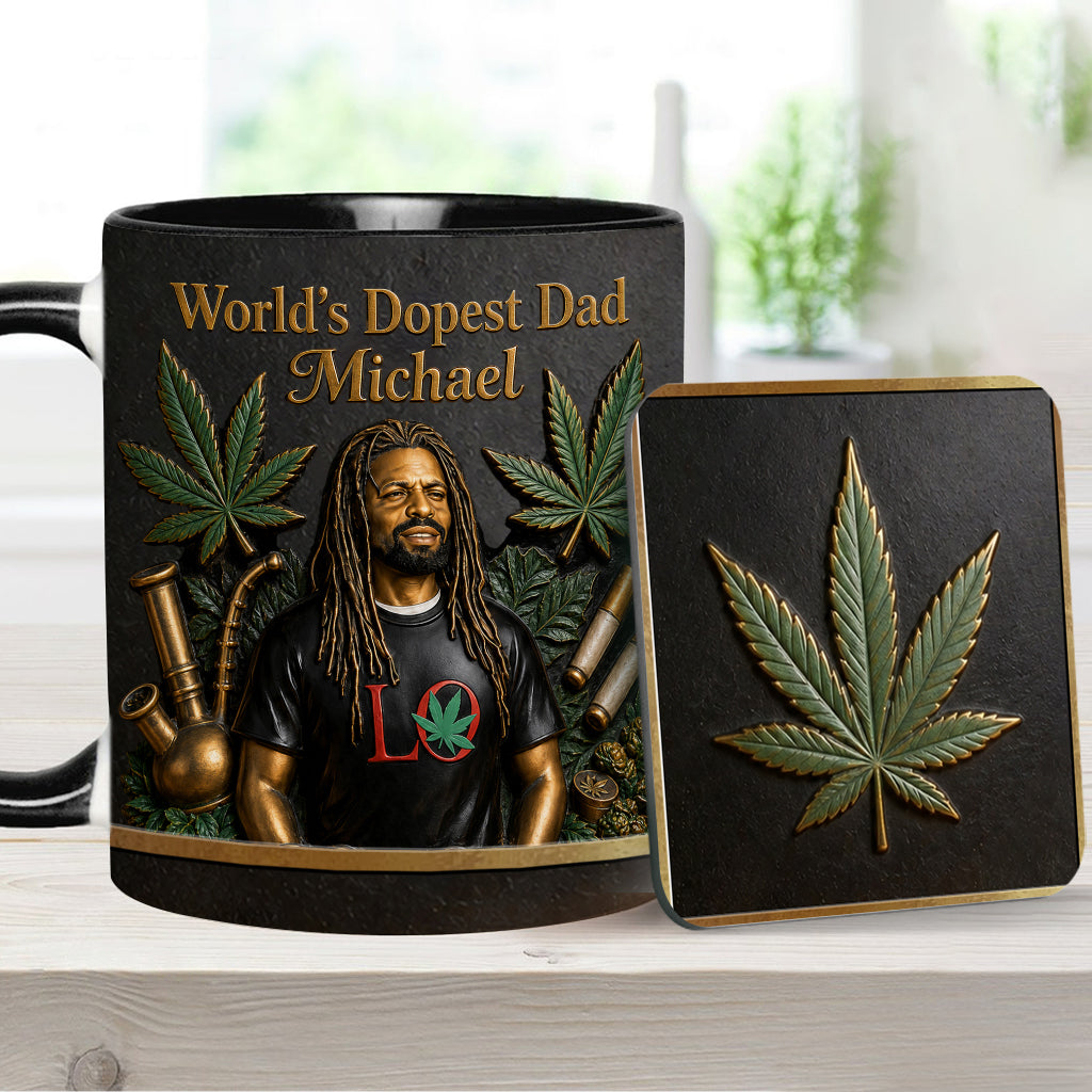 World's Dopest Dad - Personalized Weed Accent Mug & Coaster