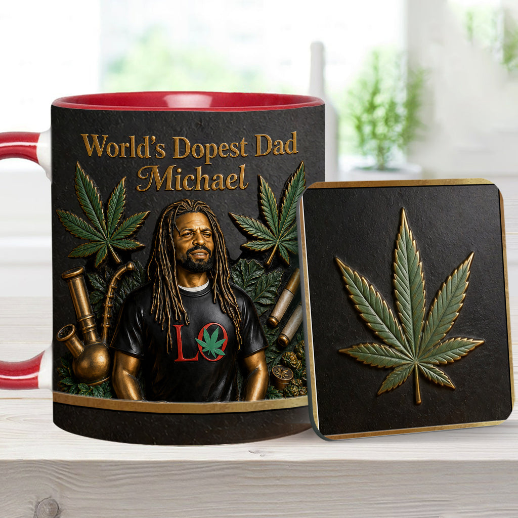 World's Dopest Dad - Personalized Weed Accent Mug & Coaster