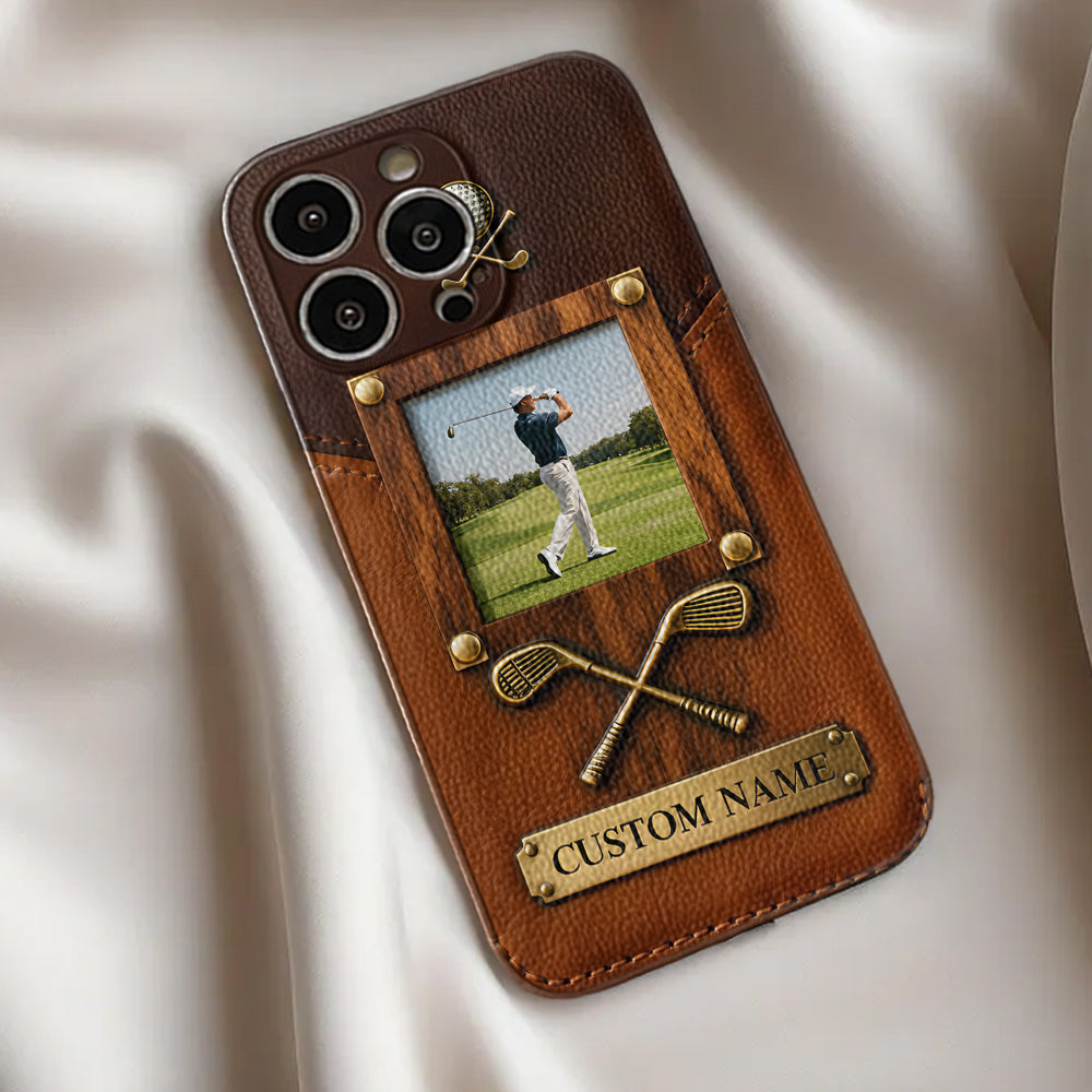 The Memory On The Course - Personalized Golf Leather Phone Case