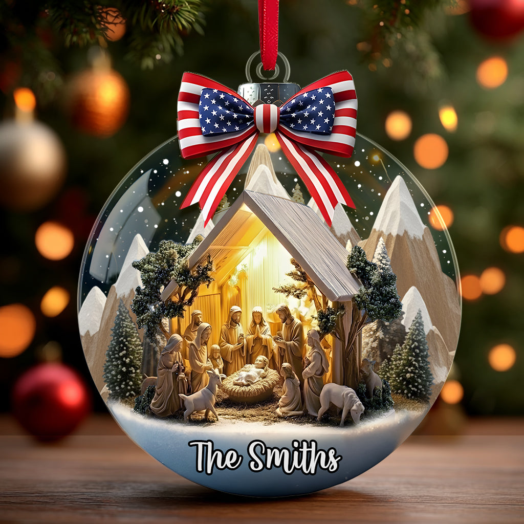 Nativity Scene Jesus - Personalized Christian Ornament