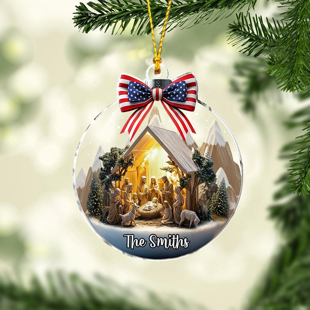 Nativity Scene Jesus - Personalized Christian Ornament