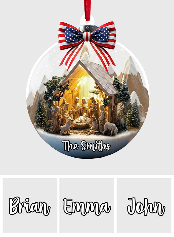 Nativity Scene Jesus - Personalized Christian Ornament