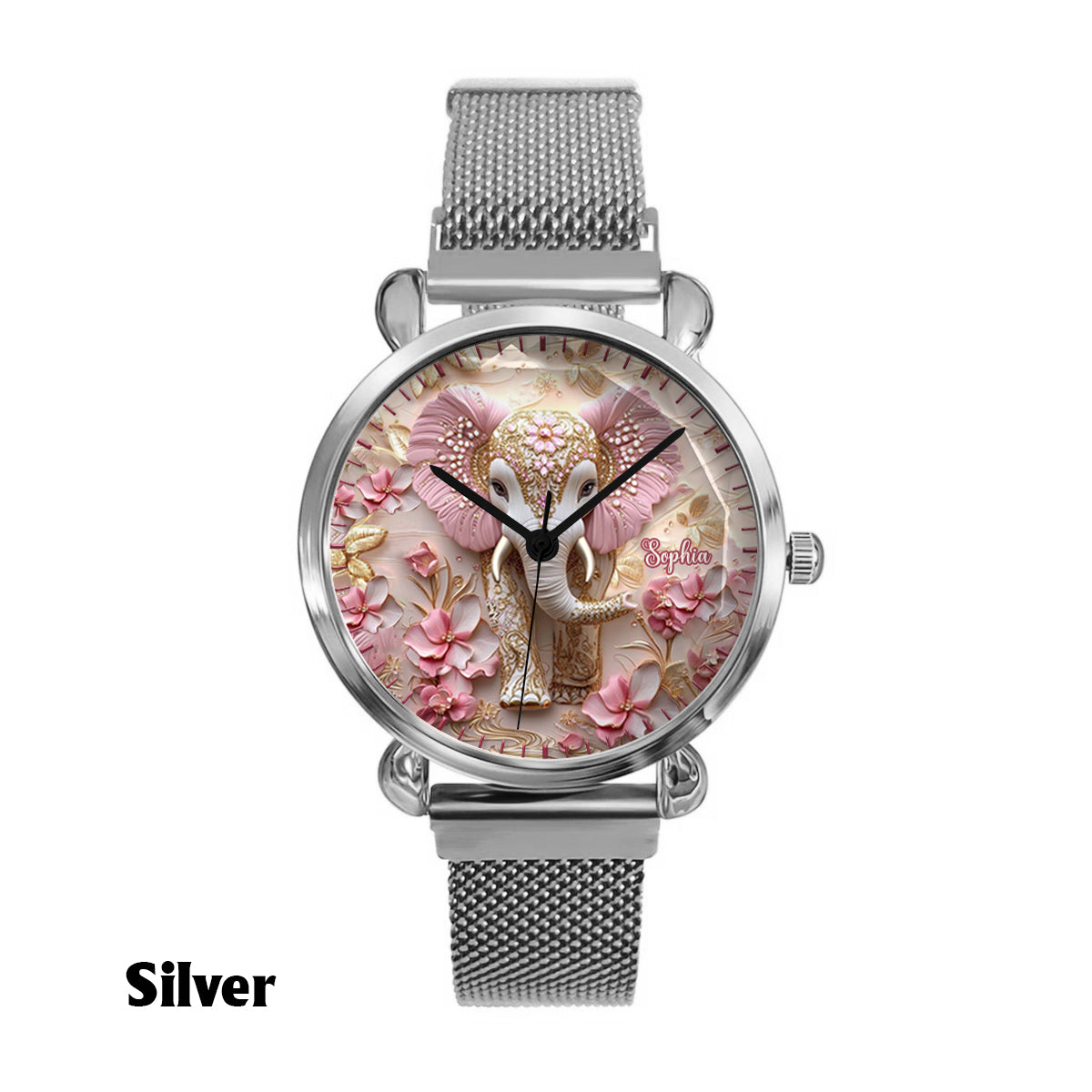 Pink Glowing Elephant - Personalized Elephant Women Hand Watch