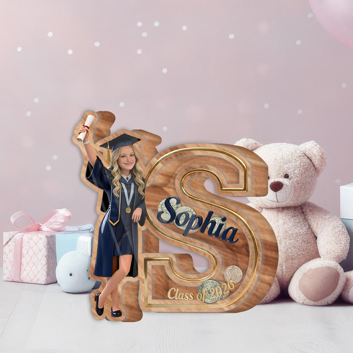 Saving For The Future - Personalized Graduation Wooden Piggy Bank