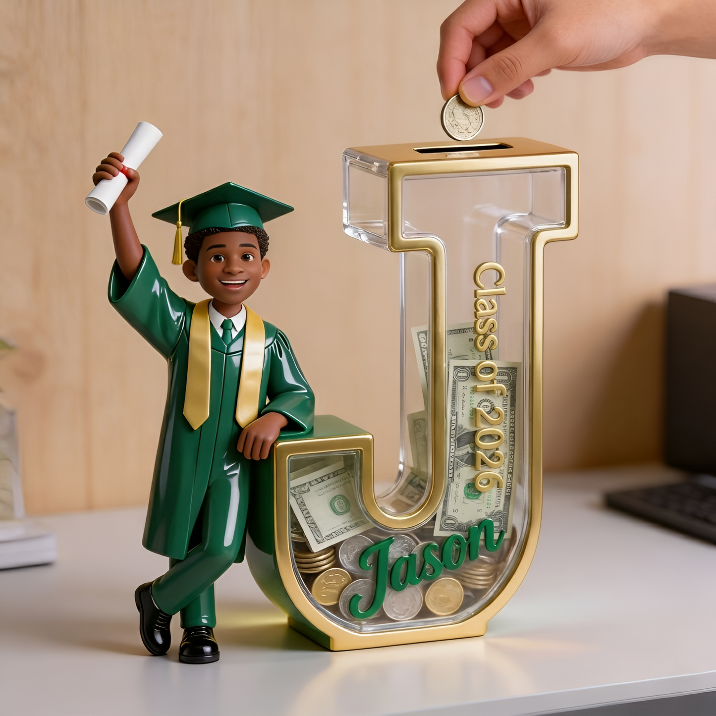 Saving For The Future - Personalized Graduation Wooden Piggy Bank