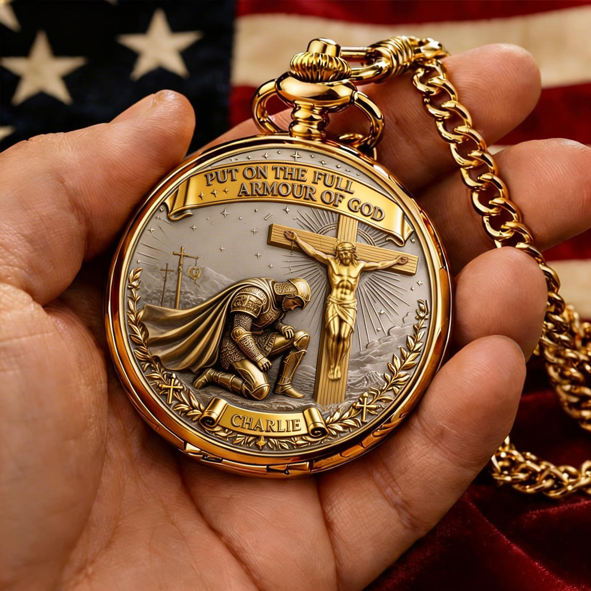 Put On The Full Amour Of God - Personalized Christian Pocket Watch