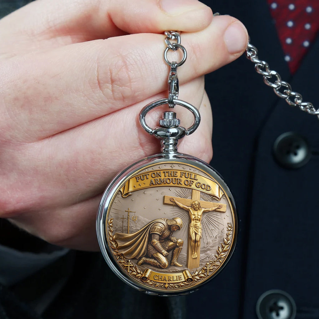Put On The Full Amour Of God - Personalized Christian Pocket Watch