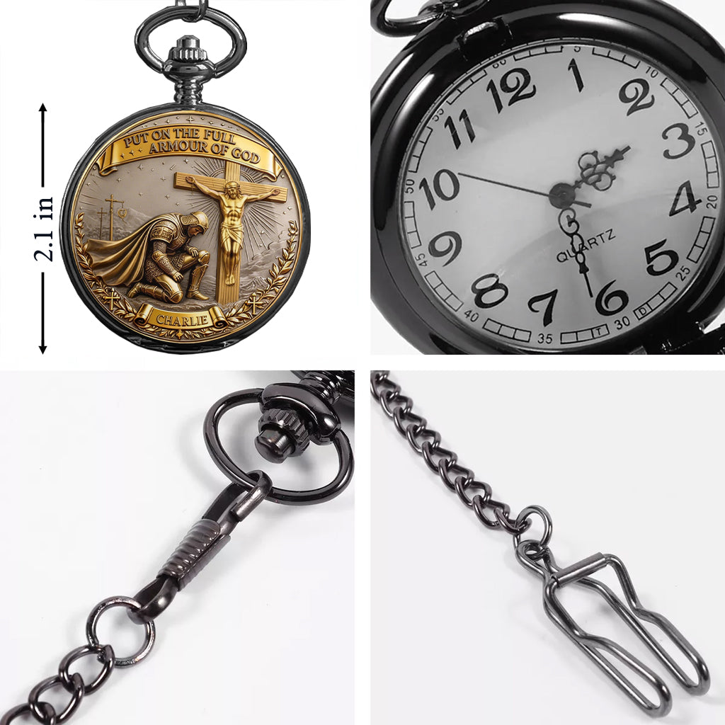 Put On The Full Amour Of God - Personalized Christian Pocket Watch