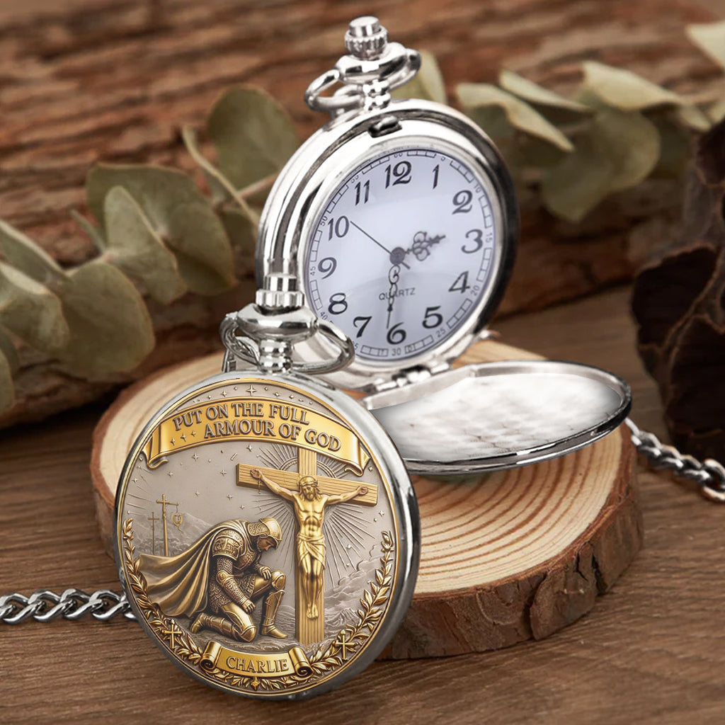 Put On The Full Amour Of God - Personalized Christian Pocket Watch