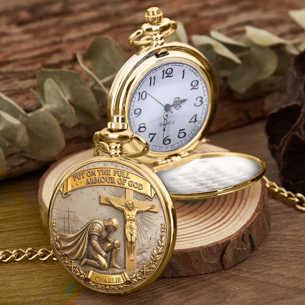 Put On The Full Amour Of God - Personalized Christian Pocket Watch