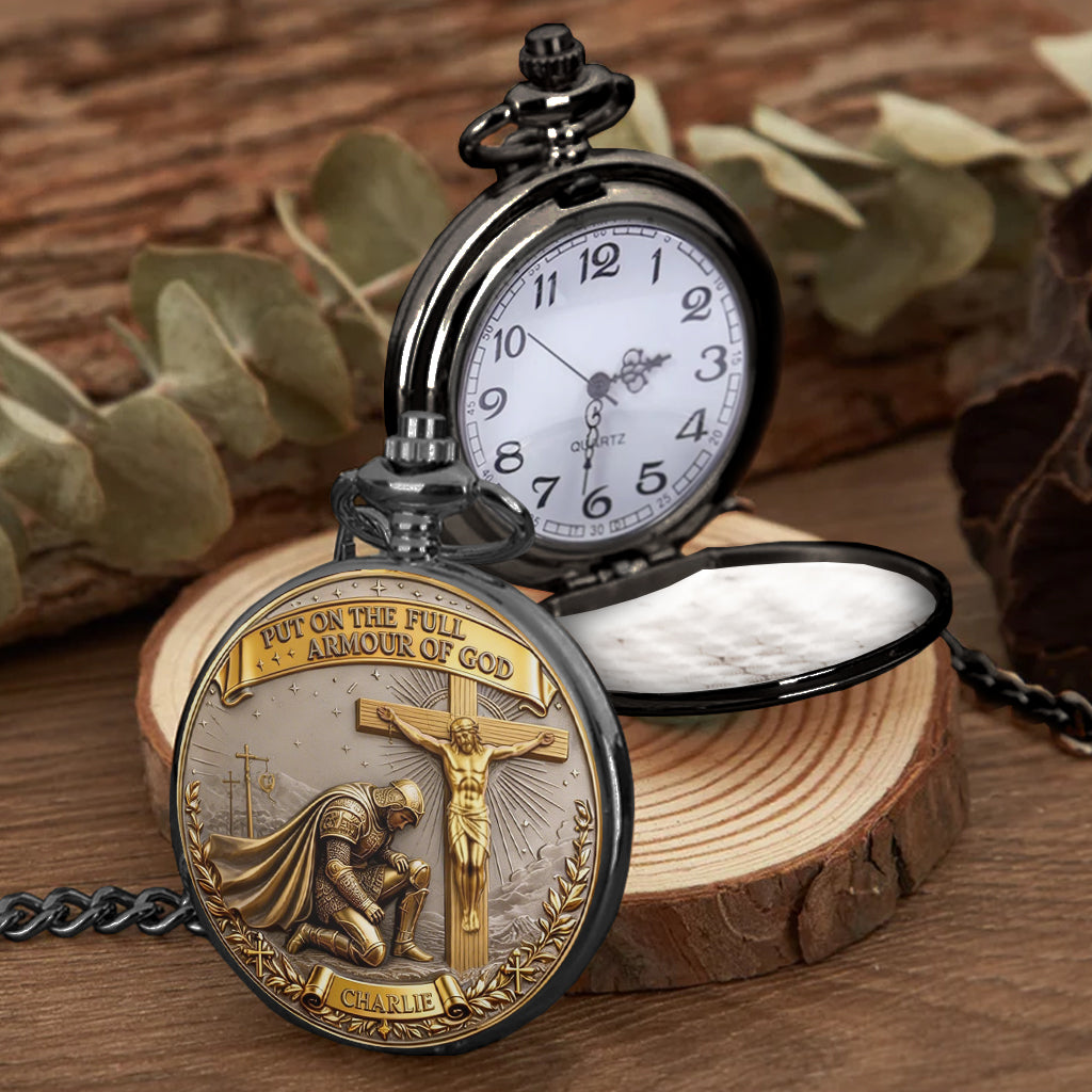Put On The Full Amour Of God - Personalized Christian Pocket Watch