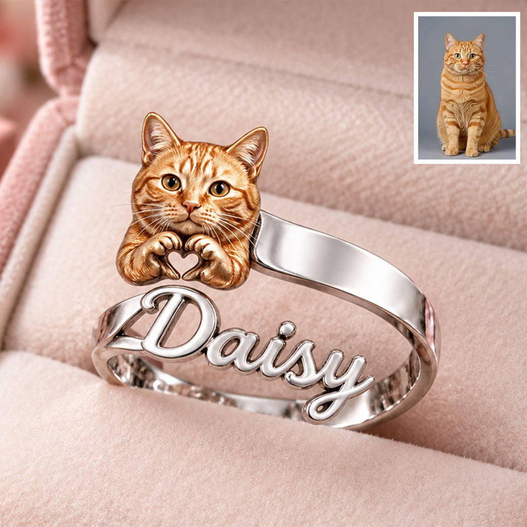 Customize With Any Photo & Name - Personalized Dog Adjustable Shaped Ring