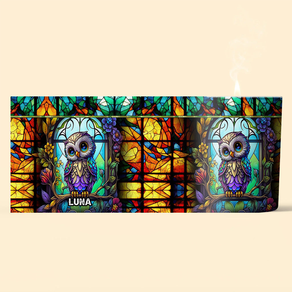 Colorful Owl - Personalized Owl Candle With Wooden Lid
