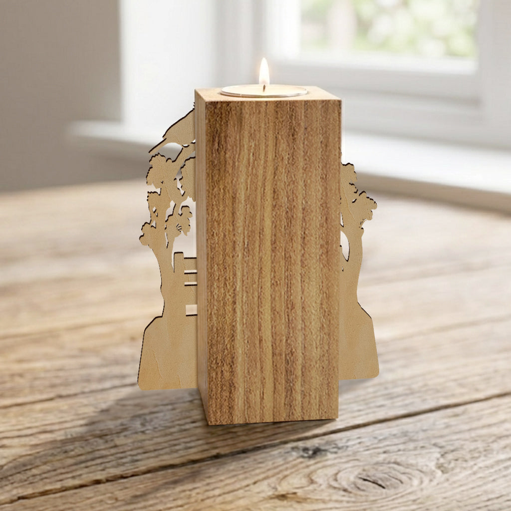 When You Miss Me Light This Up - Personalized Memorial Custom Shape Wooden Candle Holder