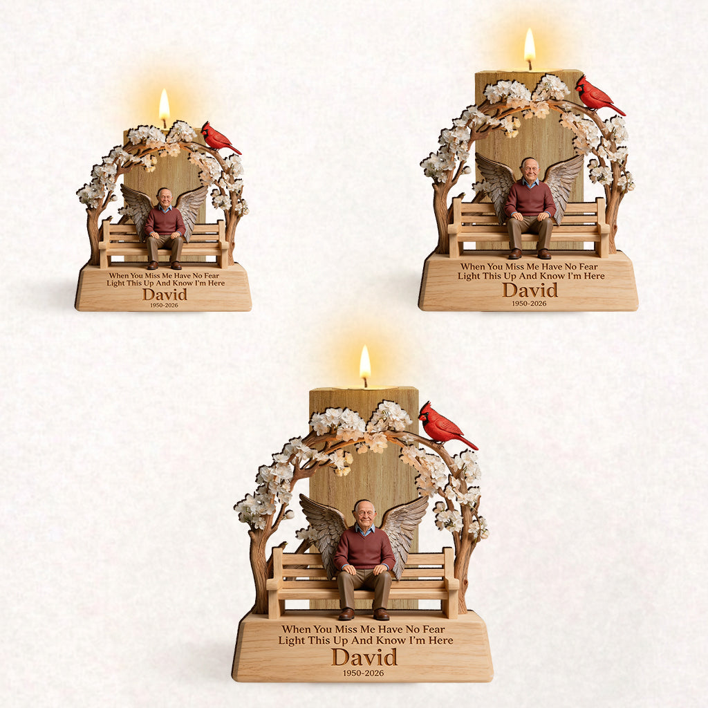 When You Miss Me Light This Up - Personalized Memorial Custom Shape Wooden Candle Holder