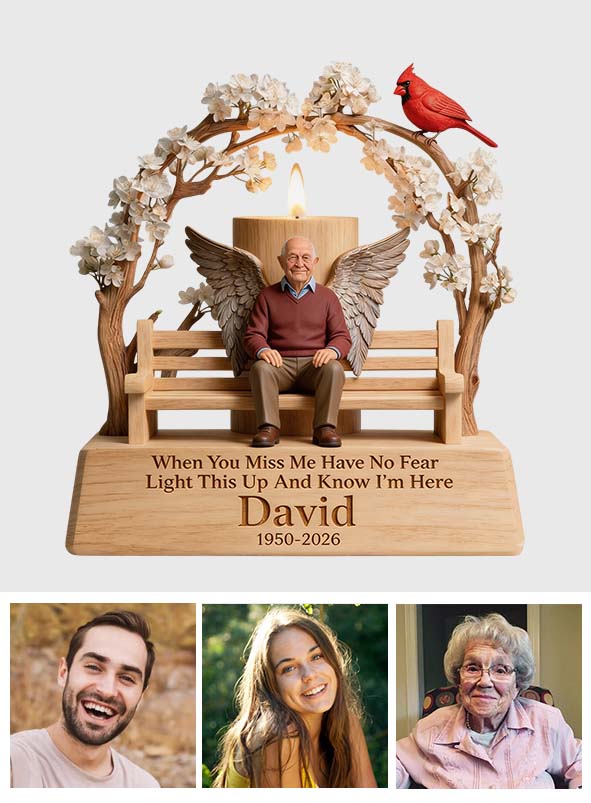 When You Miss Me Light This Up - Personalized Memorial Custom Shape Wooden Candle Holder