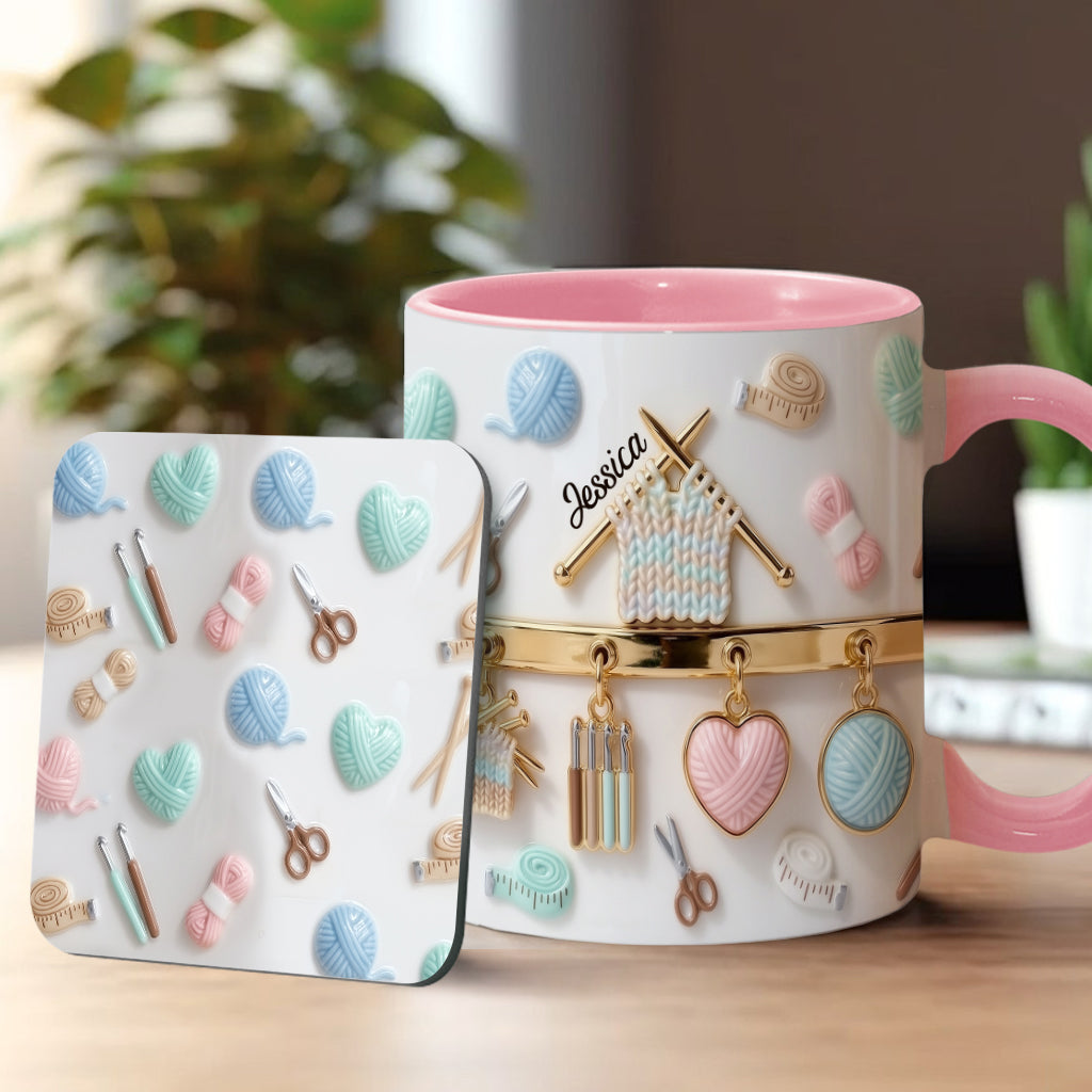Love Crocheting / Knitting - Personalized Crocheting Accent Mug & Coaster