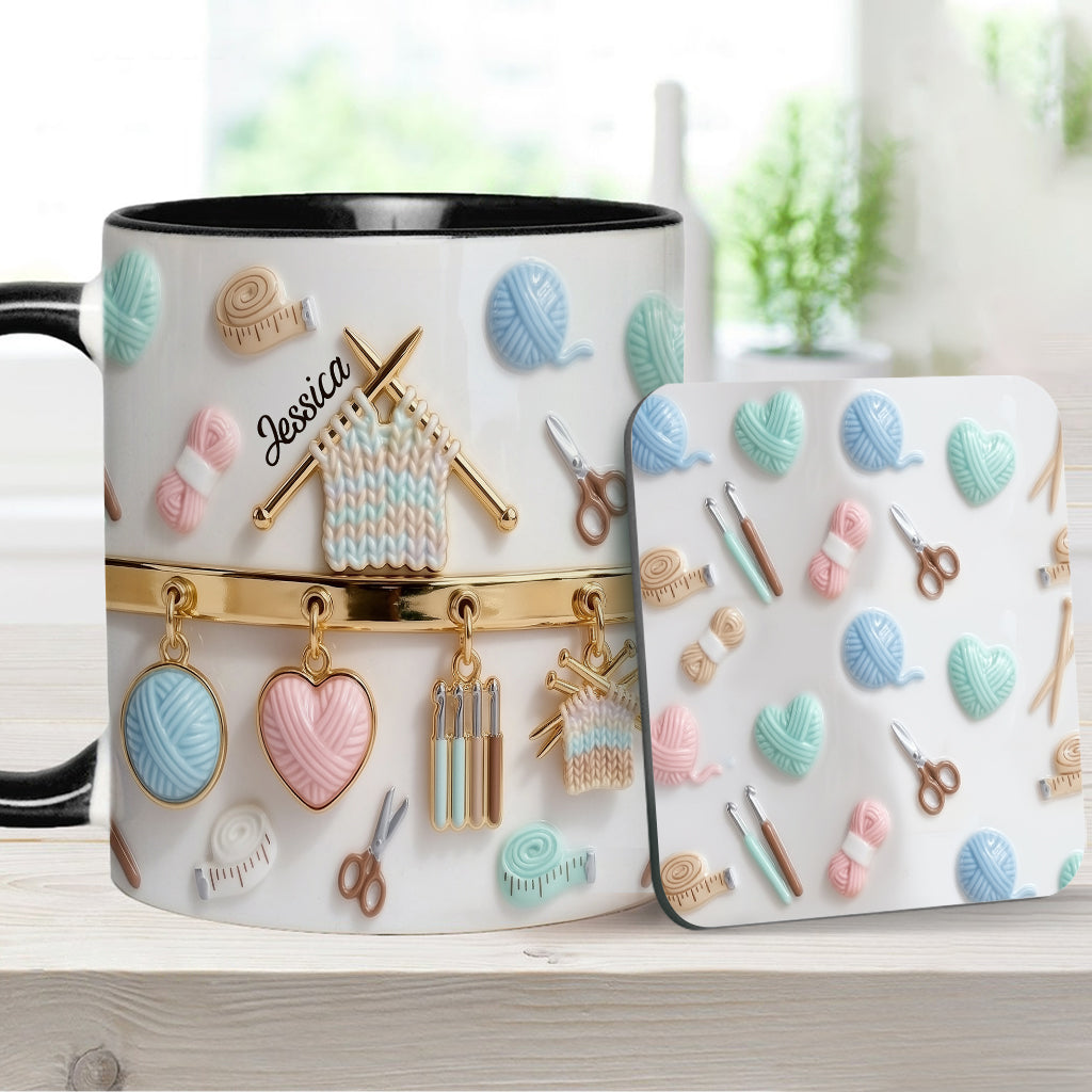 Love Crocheting / Knitting - Personalized Crocheting Accent Mug & Coaster