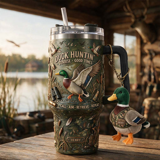 It's Hunting Season - Personalized Hunting Tumbler With Plush Charm