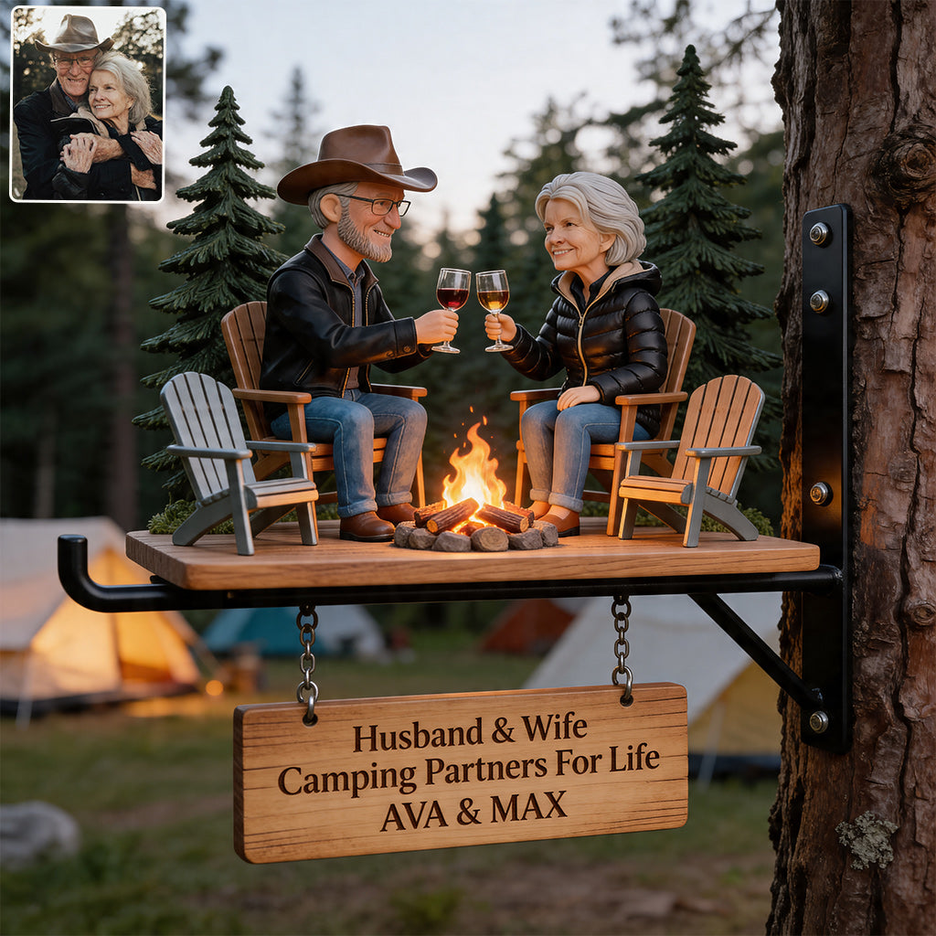 Welcome To Our Campsite - Personalized Camping Wooden Wall Mount Sign