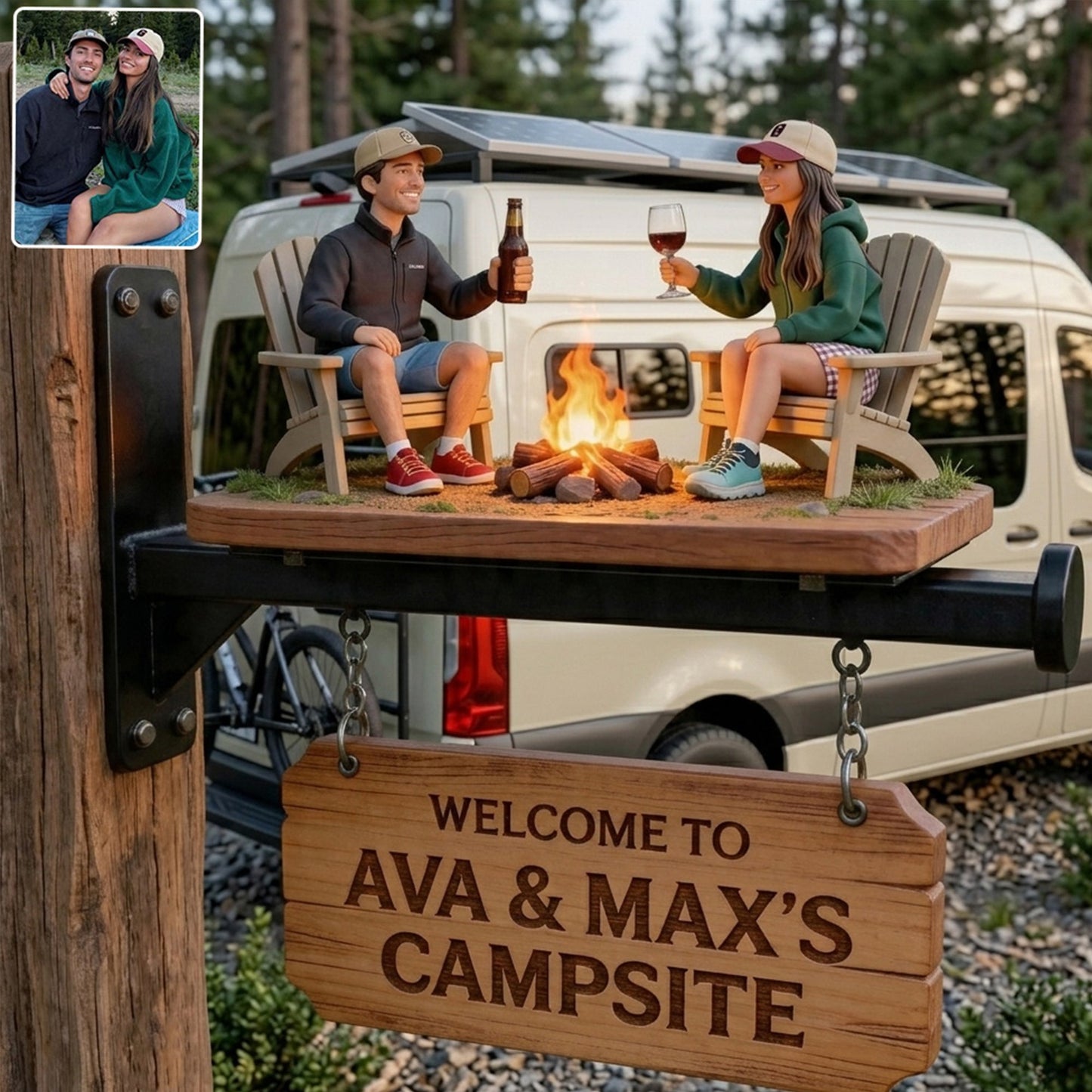 Welcome To Our Campsite - Personalized Camping Wooden Wall Mount Sign